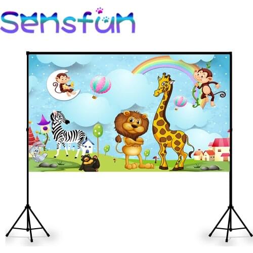 Safari Party Backdrop Custom Blue Sky White Clouds Newborn Baby Shower Wallpaper Photography Background Banner Poster