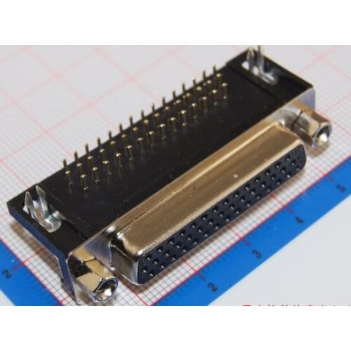 2 Pcs 44 Pin Female Right Angle PCB Connector 3 Rows Serial port Connectors Black D-SUB