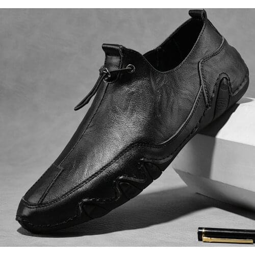 Genuine Leather Loafers Mens Casual Driving Shoes Boat Shoes Handmade Loafers Fashion Breathable Slip on Moccasins