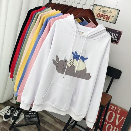 Kawaii Ladies Hoodie Top Loose Casual Harajuku Sweatshirt Japanese Anime Printed Fleece Womens Autumn/Winter Hoodie