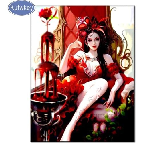 KUFWKEY diamond cross stitch Japanese kimono woman diamond mosaic 5d diamond painting full square resin drill sexy girl wall art
