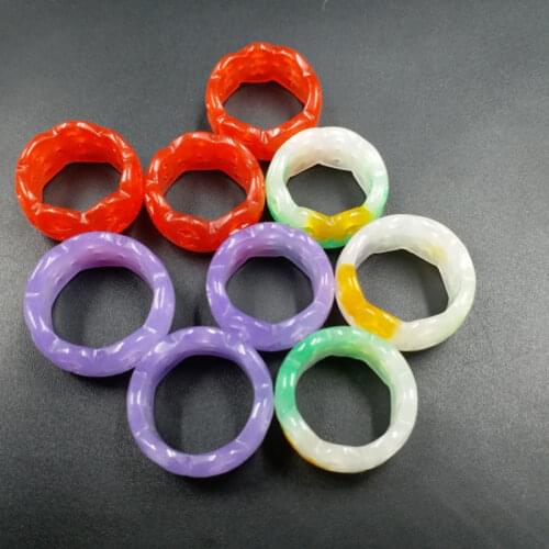 Chinese Green Jade Hollow ring 8-10 Charm Jewellery Fashion Accessories Hand-Carved Man Woman Luck Amulet Gifts P15