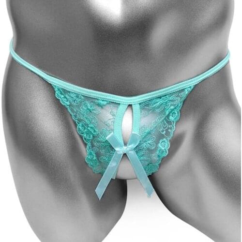 Open Crotch Sissy Lace Panties Thong T Back Men Sexy Lingerie Underwear Gay Bikini G Strings Jocksrap