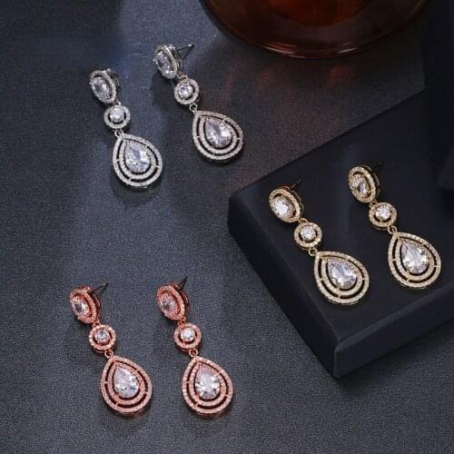 KSRA New Vintage Crystal Cluster Drop Zircon Earrings For Women Personalized Wedding Bride Bridesmaid Earrings Jewelry Gift