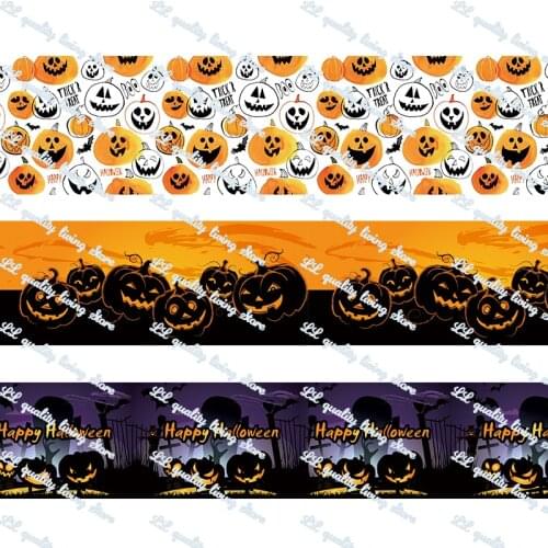 Halloween ribbon for kids hair bows party decor webbing halloween wreaths fabric band 50 yards