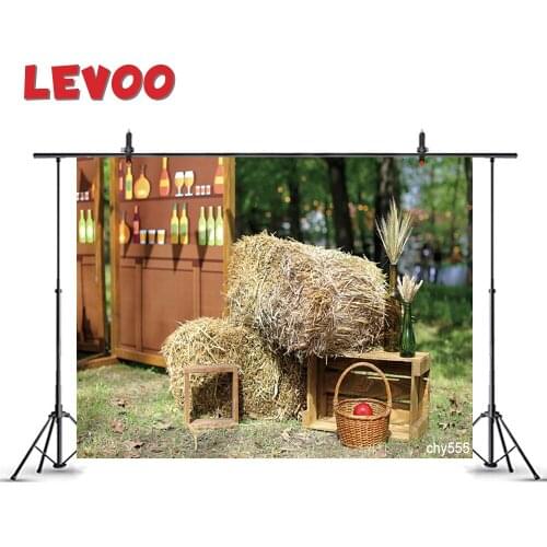 LEVOO Photography Background Basket Apples Hay Autumn Farmland Bokeh Backdrop Photographic Photo Booth Photocall Photo Studio
