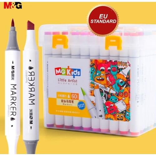 M&G Dual Tip Watercolor Marker MGKIDS 6/12/24/30/40/60 Colors Set Double Head Drawing Markers Sketch Art Marker Pen for Artist