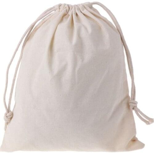 Natural Cotton Drawstring Pouch Stuff Storage Bag Laundry Clothes Finishing U7ED
