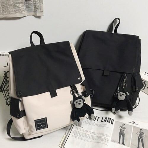 Fashion Patchwork Backpack Bags for Women 2021 Waterproof Nylon Mens School Bag Contrast Color Travel Back Pack Book Bags Girls