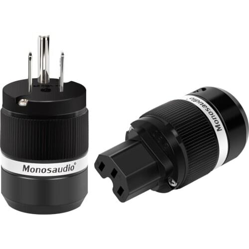 Monosaudio M100R/F100R Pure Copper Rhodium Plated US AC Power Plug American Power Cable Connector Plug Hi-end US Plug Adapter