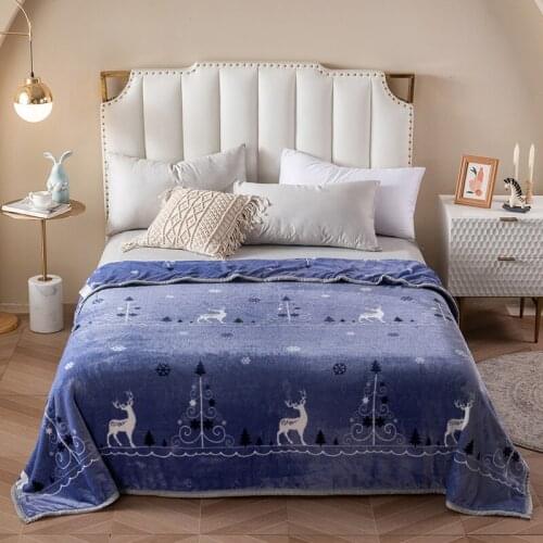 Deer Soft Warm Coral Fleece Blanket Sheet Bedspread Sofa Plaid Throw Light Thin Mechanical Wash Flannel Blankets SSXYX