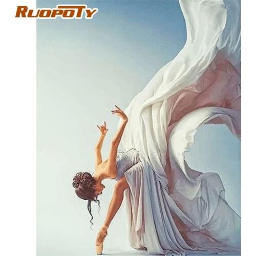 RUOPOTY 60x75cm Painting By Numbers Figure on canvas DIY pictures by numbers Ballet girl Frameless Home Decor Unique Gift
