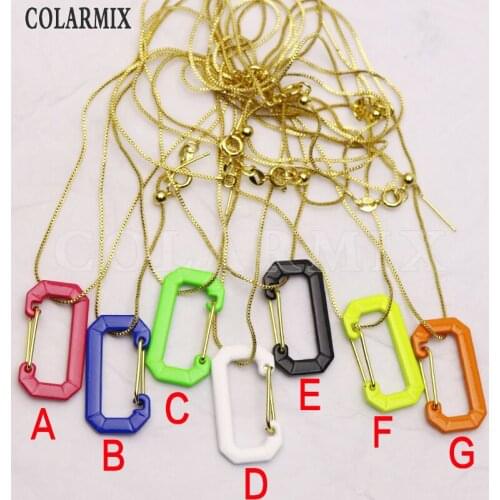 8Strands Mix color Geometric pendant Necklace metal Chain C shape clasp necklace for women Mix color pendants accessories 6249