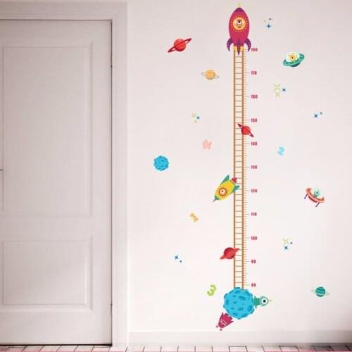 DIY Outer Space Planet Pilot Rocket Growth Chart Home Decor Height Measure Wall Stickers Kids Boy Room Baby Nursery Mural