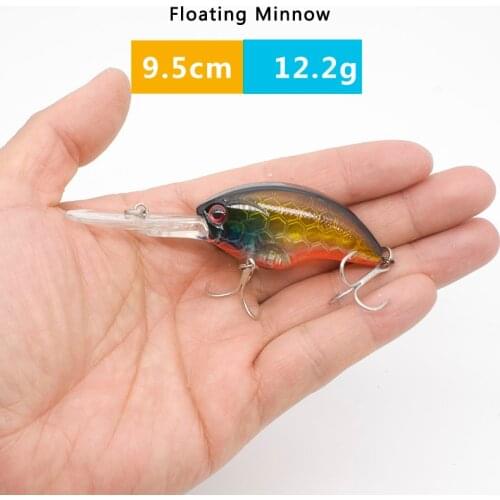 SEALURER Boxed 1Pcs Fishing Lures Float Crankbait Minnow High Quality Tackle 90mm 12.1g Topwater Wobblers with 6# Hooks