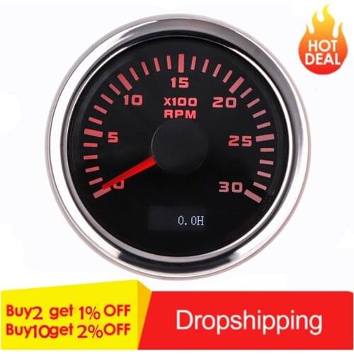 52mm 3000-8000 RPM Tachometer Tacho Meter Gauge With Red Backlight For Car Truck Marine Boat Yacht RV Camper 9-30V Accessories