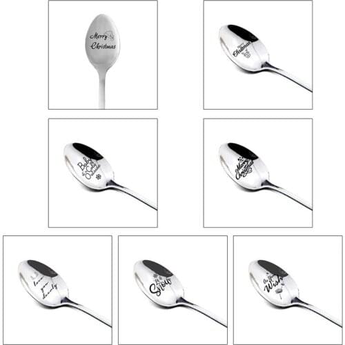 1pcs Stainless Steel Spoon Tableware Merry Christmas Christmas Spoon Christmas Tableware Table Decoration Spoon