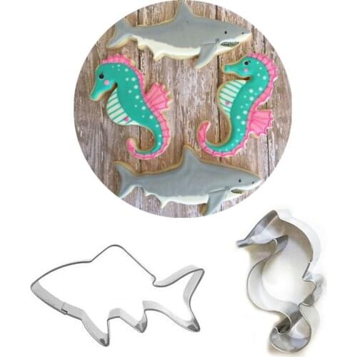 1pcs patisserie reposteria Shark Hippocampus Metal Cookie Cutter Fondant Cake Decor Biscuit Mould Pastry Shop Cupcake Kitchen