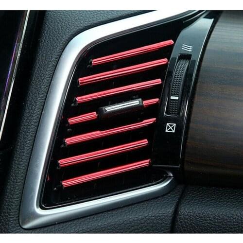10pcs Car Interior Chrome Strip Air Condition Vent U Shape Edge Decal Trim Sticker Moulding