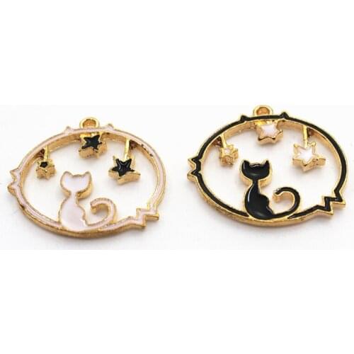 2018 New Arrive 10pcs Gold Cat Dangle Charm Lobster Clasp Charms Diy Jewelry Accessory For Bracelets Floating Hanging Charms