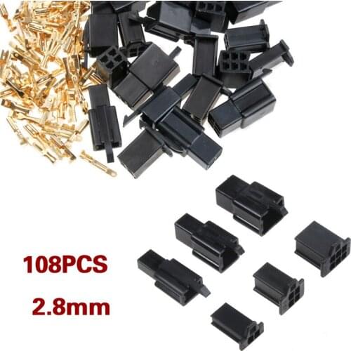 108PCS 2.8mm 2/4/6 Pin Automotive Electrical Wire Connector Male Female Cable Terminal Assorted Set For Motorcycle Boat