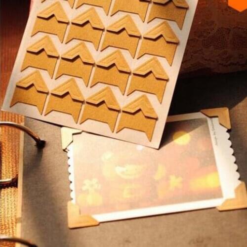 120pcs/Set (5 Sheets) DIY Vintage Corner Kraft Paper Stickers for Photo Albums Frame Decoration Scrapbooking