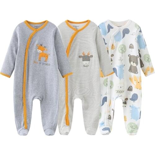 2021 Romper 1/3PCS Newborn Cotton Baby Boy Clothes Sets Cartoon Full Sleeve Baby Girl Clothes Print Spring Autumn Ropa bebe