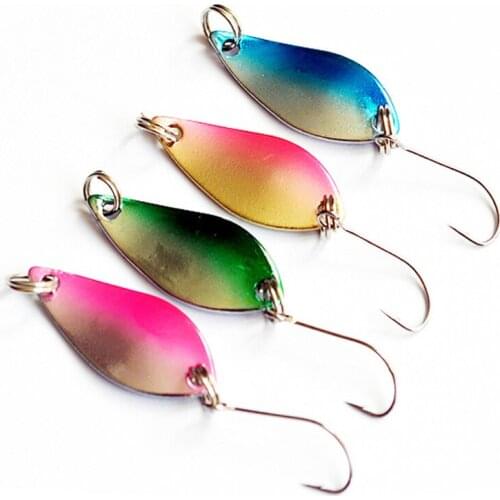 4 Pcs/lot Metal Spoon Wobblers Fishing Lure 53mm 2.5g Treble Hook Bait Sequins Noise Fishing Tackle Spinner 4 Mix Colors L73