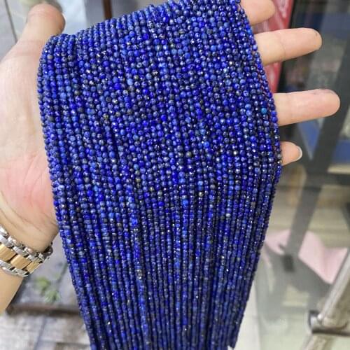 5 strands Natural Lapis Lazuli Faceted Round Beads 2.5mm-3mm