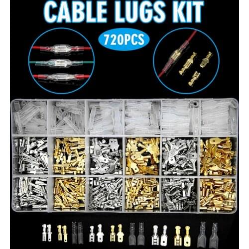 720pcs Assorted Insulated Wire Terminals Crimp Connectors Cable Lugs Kit 2.8mm 4.8mm 6.3mm Male Female Wire Connector