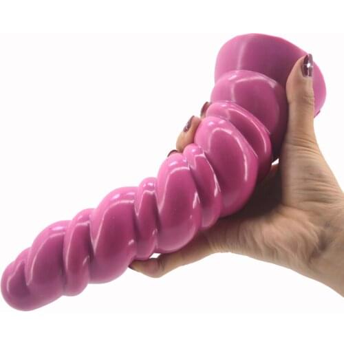 Big Silicone Anal Plug Spiral Long Butt Plug Anus Insert Stuffed Anal Dildo With Suction Cup Sex Toys Couples Masturbate
