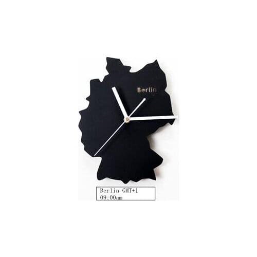 Metal Germany Berlin Creative Personality Art Mute World Map Clock 12inch 14inch Souvenir Shop Clock