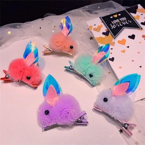 Childrens Hair Accessories Cute Cartoon Snow Yarn Rabbit Hairpin Princess Hairpin Headband Baby Top Clip Hair Accessories