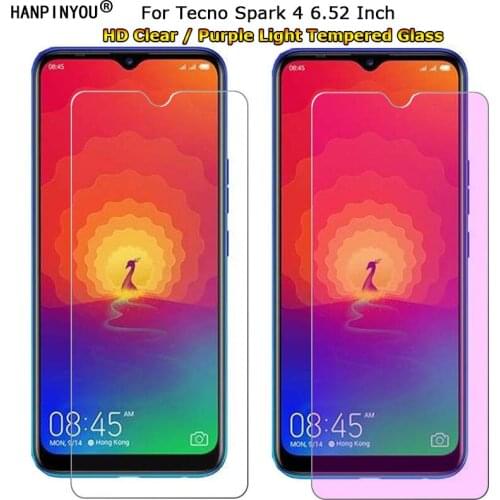 For Tecno Spark 4 Spark4 6.52" Clear / Anti blue Purple Light Ray Eye Care Tempered Glass 9H Screen Protector Film