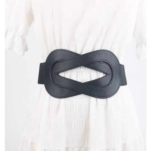 Elastic rubber belts band For women ladies 8 shape Pu Leather Snap connection cummerbund strap Slimming dress