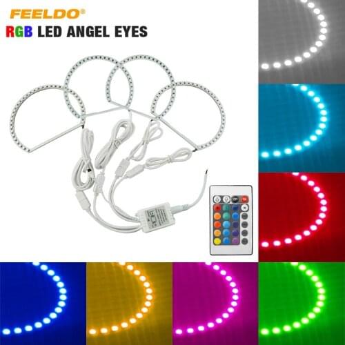 FEELDO 4Pcs/set Car RGB LED Headlight Angel Eyes Halo Ring Light Wireless Remote Control For BMW E46 (98-01) Vorfacelift