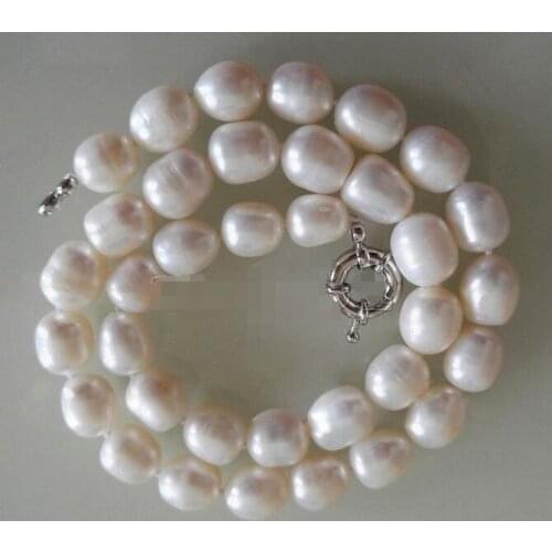 Beautiful 9-10MM NATURAL WHITE BAROQUE Rice PEARL NECKLACE 18" 36" 50"AAA