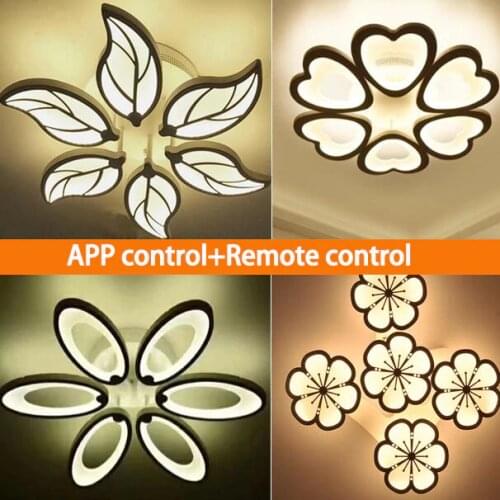 Discount 6 heads New Design Acrylic Modern Led Ceiling Lights lampe plafond avize Indoor lighting 100-240V APP Remote control