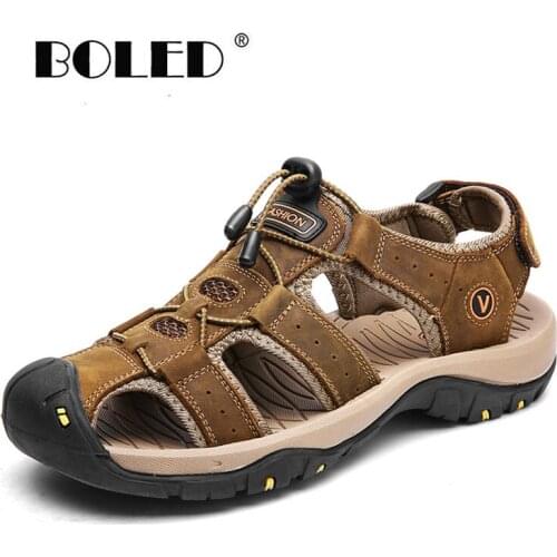 Soft Classic Men Sandals Comfortable Summer Shoes Leather Sandals Plus Size Soft Slippers Outdoor Casual Shoes Men