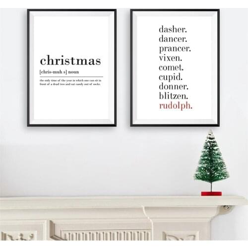 Wall Art Prints Modular Pictures Canvas Painting Simple English Letters For Christmas Nordic Style Poster Living Room Home Decor
