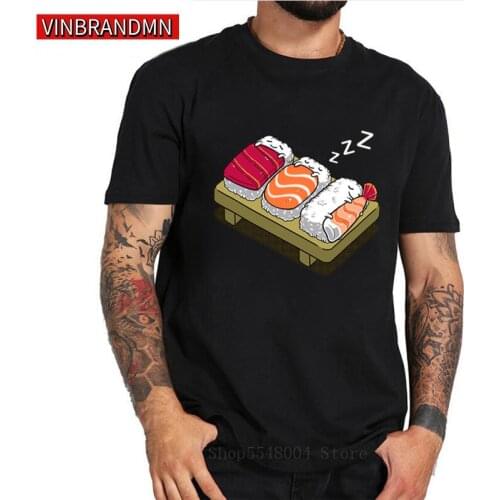 2020 Newest Mens Funny Japan Food Cartoon Sleeping Sushi T Shirt Boys Novelty 3D Tshirts Summer Sleepwalking T-Shirt Humor Tees