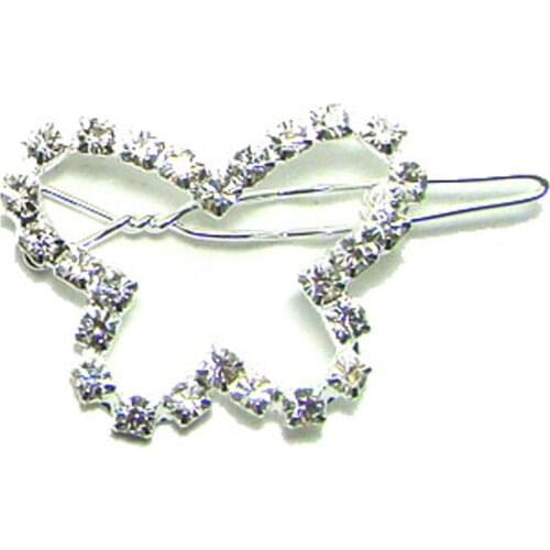 New 30x25mm fancy rhinestone butterfly charm new hinge clip hair barrette wedding ornament jewelry accessory 1DZx