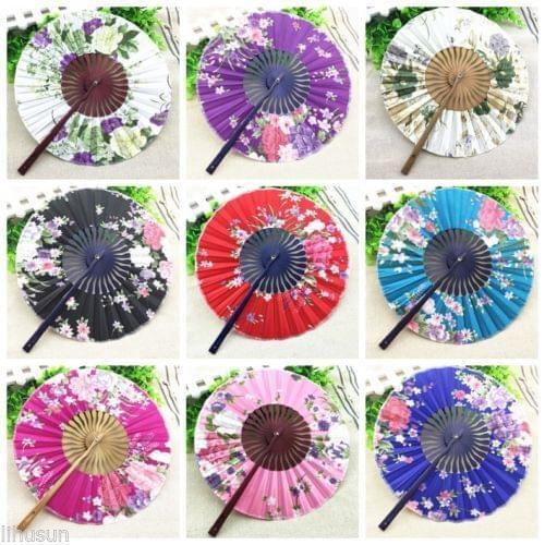 Wholesale10pcs Cute Chinese Handmade Vintage Circular Folding Bamboo Fan