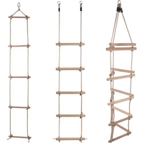 Outdoor Garden Sport Swing Fitness Childrens Playground Sturdy Rope 5-Speed Safety Wooden Ladder Climbing Equipment Game Toys
