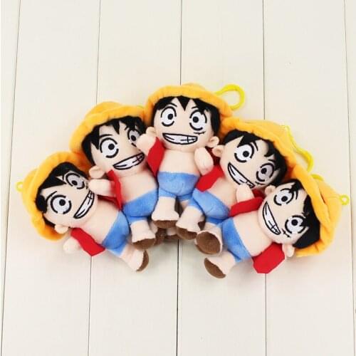 12cm 5pcs/lot Luffy plush keychain pedant soft stuffed cute show tooth doll Hot Luffy toy for kids