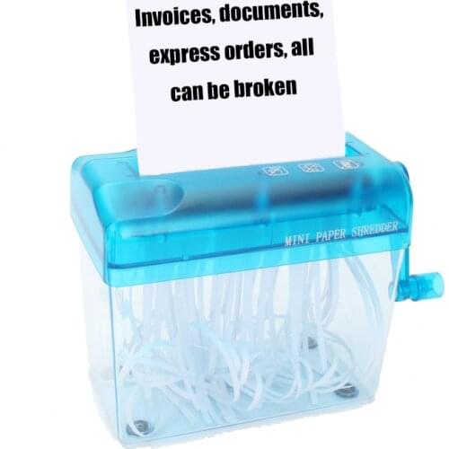 Portable Mini Manual Paper Shredder Crusher with anti-slip base for Office Home School Hand Crank A6 A4 Paper Documents Shredder