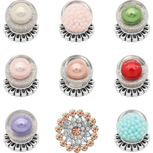 Rhinestone Flower 20mm Metal snap button jewelry DIY bracelet KD1090