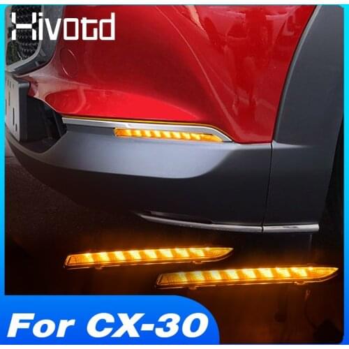 Hivotd LED Daytime Running Light Exterior Accessories Car Modification Parts Turn Signal Fog Lamp For Mazda CX-30 CX30 2020 2021