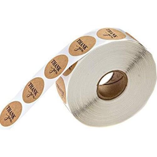 50-500pcs Labels Round Natural Kraft Thank You Sticker seal labes Hand Made With Love Sticker Paper Stationery sticker 1 inch