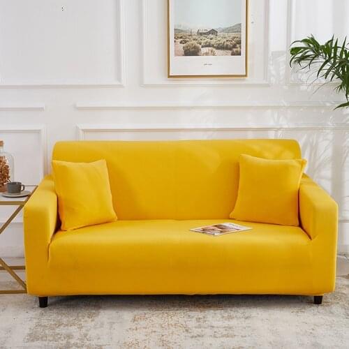 Yellow Solid Color Elastic Spandex Couch Cover Armchair Protection Sofa Cover for Living Room Single Lover 3 4 Seater